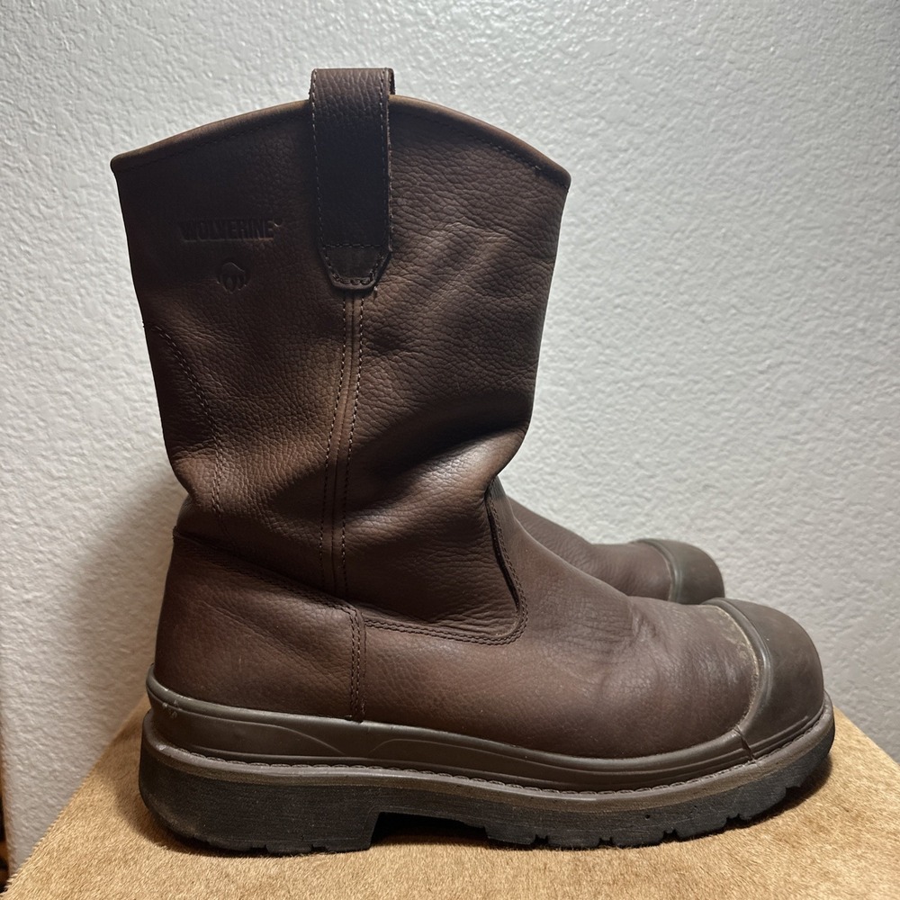 Wolverine Men's Brown‎ Leather Steel Toed Tall Boots Size 11M-#WO4664. Perfect
